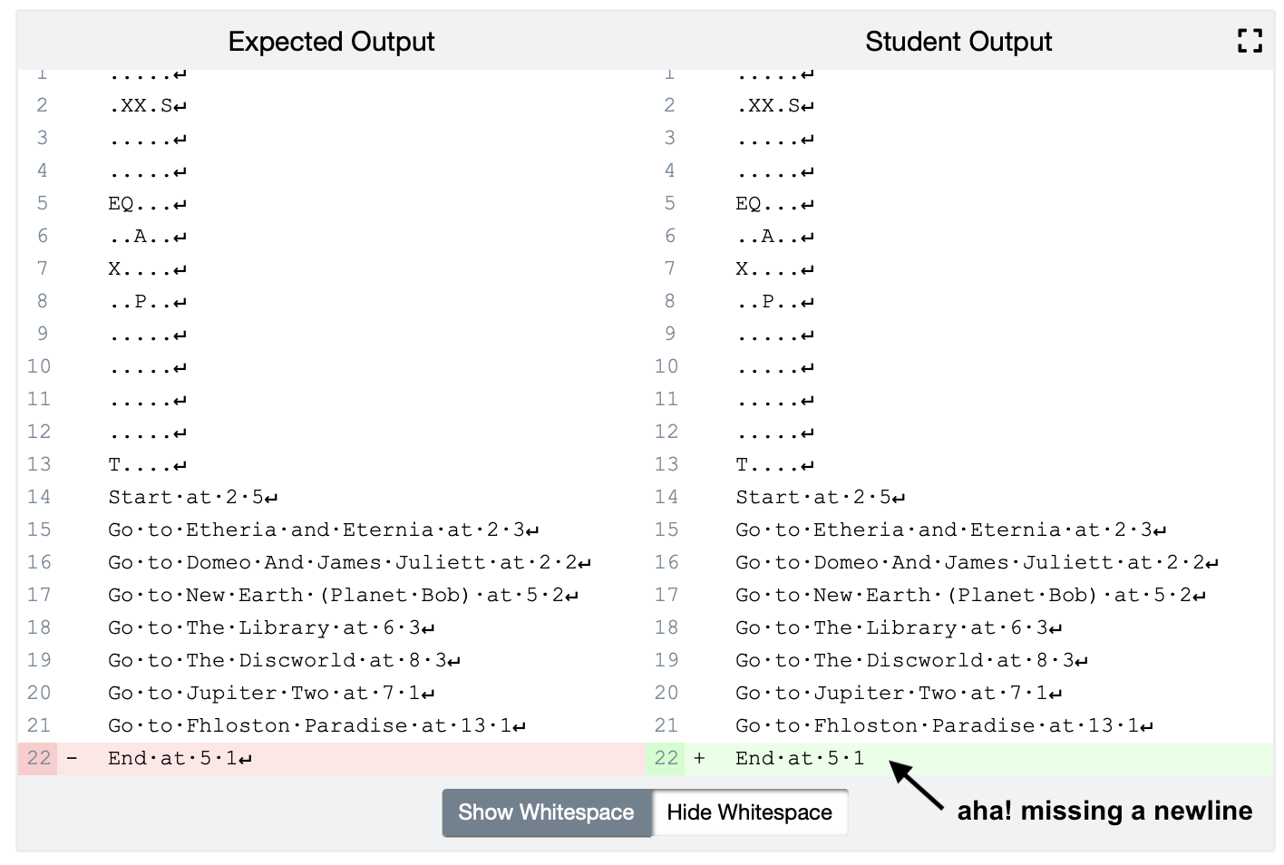 A checkmark shows that the test case passed. Nothing else is really shown for this test case.